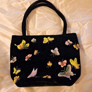 Shiraleah Velvet Embroidered Butterfly Bag